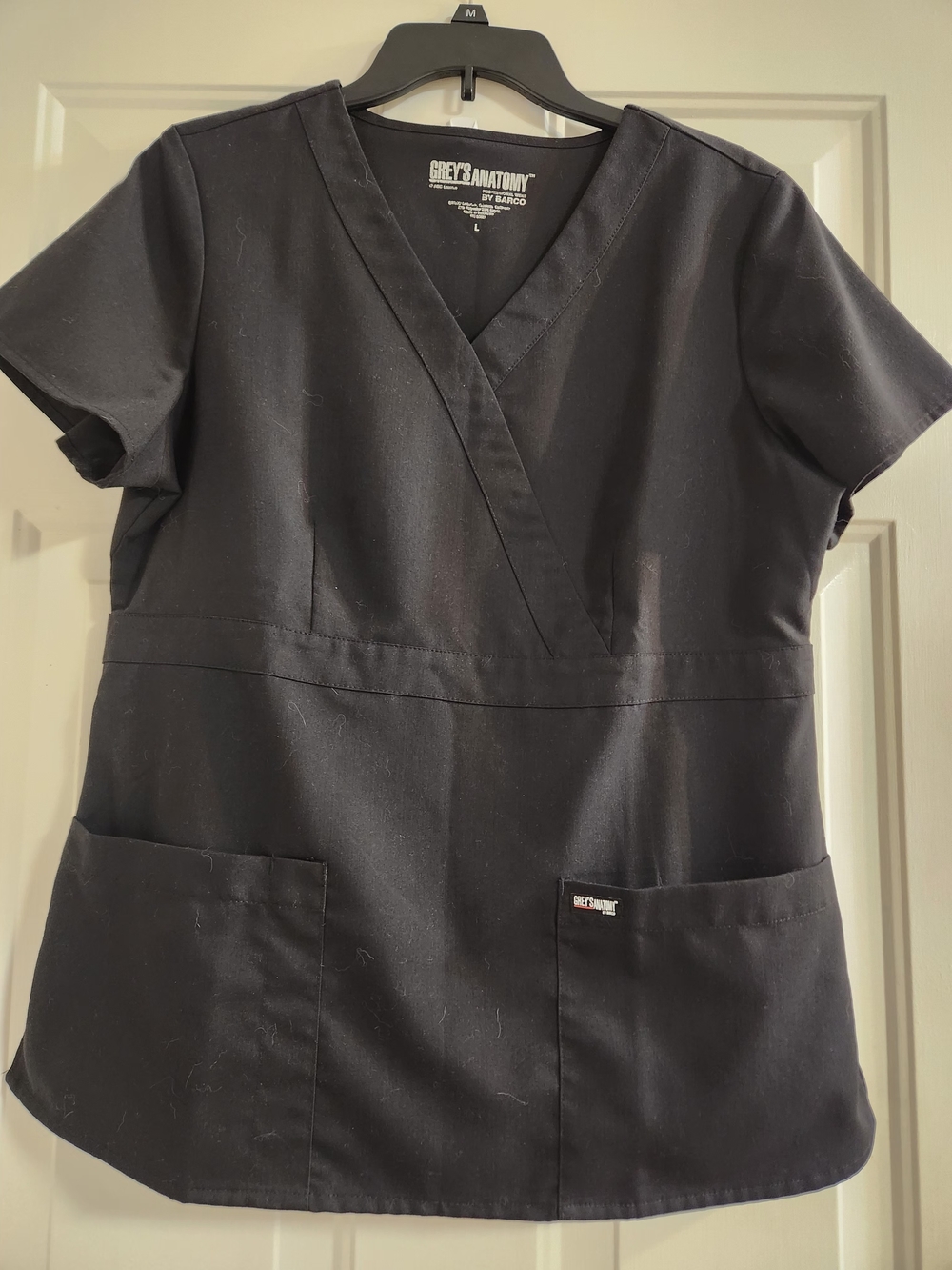 Grey's Anatomy Black V-Neck Scrub Top. NWOT.  Large